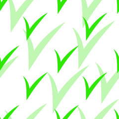 Seamless pattern with Check Marks with green shadow. Green color. Vector illustration