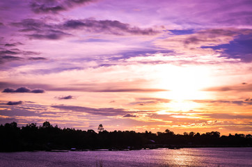 colorful sky with clouds on evening