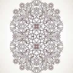 Arabesque vintage outline floral decoration print for design template vector