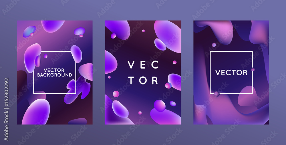 Poster vector design template and illustration in trendy bright gradient colors