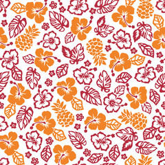 ハイビスカスとパイナップルのパターン