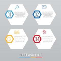 Modern Info-graphic Template for Business with four steps multi-Color design, labels design, Vector info-graphic element, Flat style vector illustration.