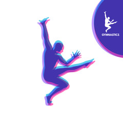 Silhouette of a Dancer. Gymnast. Man is Posing and Dancing. Sport Symbol. Design Element. Vector Illustration.