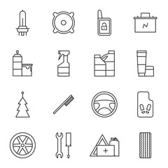 Set of car accessories icons