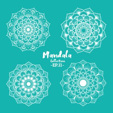 Set of mandala decorative and ornamental design for coloring page and tattoo. Vector illustration