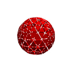 Abstract polygonal broken sphere. Isolated on white background.Vector illustration.