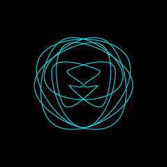 Abstract geometric shape of curved lines. Vector outline illustration.