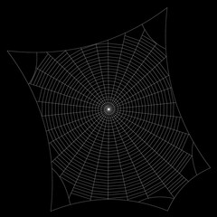 Spiderweb. Isolated on black background. Vector outline illustration.
