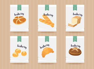 Vector hand drawn bread mock up set. Vector illustration, isolated on white.