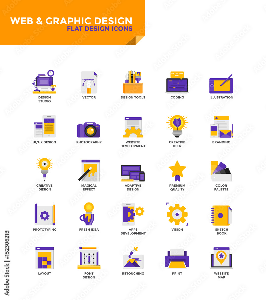 Poster modern material flat design icons - web and graphic design