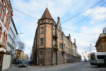 Historic House Emil Buttenhoff in the city of Vyborg. The ancient  building was designed by...