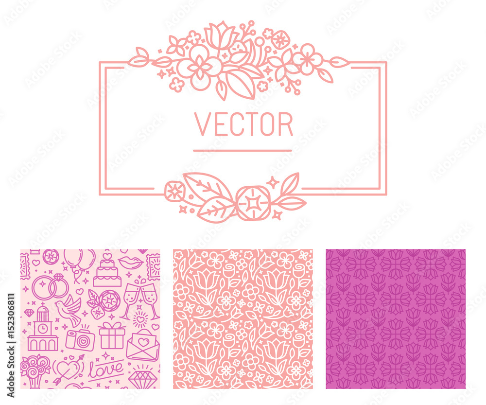 Poster vector set of design elements and templates for wedding invitation and greeting cards