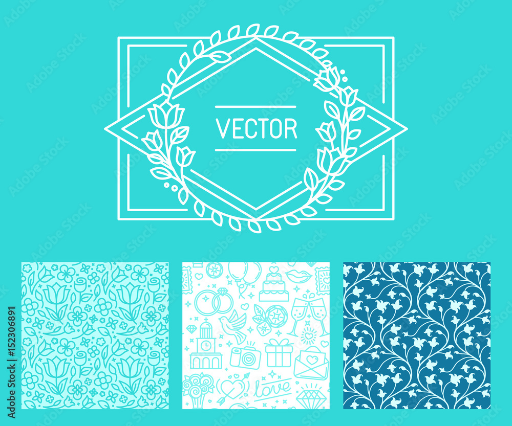 Poster vector set of design elements and templates for wedding invitation and greeting cards