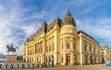Fototapeta na wymiar Carol I University foundation and Central University Library of Bucharest, Romania.