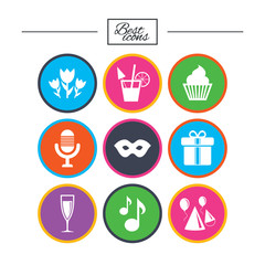 Party celebration, birthday icons. Cocktail.