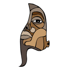 Fototapeta premium Abstract woman brown color on white background.