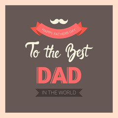 Happy Father Day Family Holiday Greeting Card Retro Poster Flat Vector Illustration