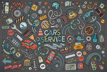 Vector cartoon set of Automobile objects