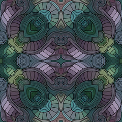 Abstract vector decorative ethnic hand drawn sketchy contour sea