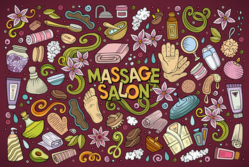Vector set of Massage and Spa objects