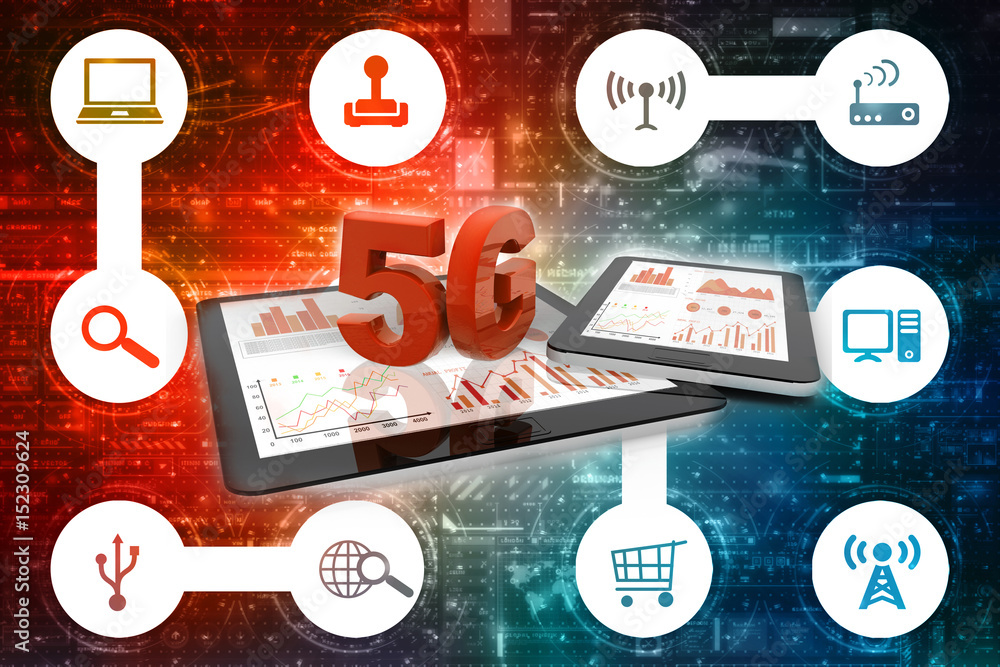 Poster 3d rendering 5g network 5g connection with data