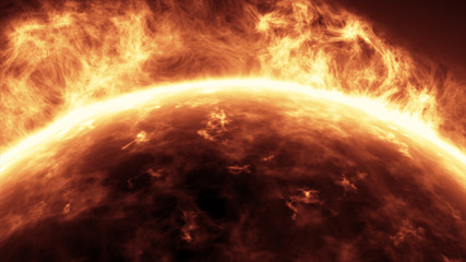 sitting down blazing sun on a black background, solar system, Astronomy, sun star burning and blazing in space planet, Astrophysics Wallpaper, Sun Storm © sarawut4807