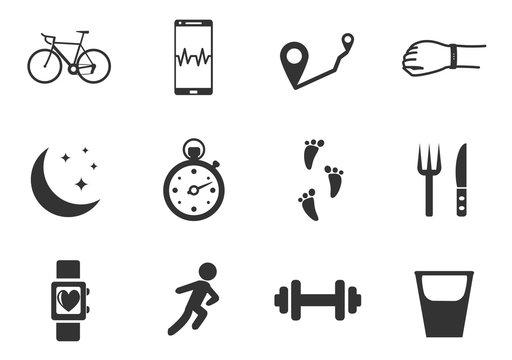 jogging and workout icon set