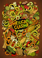 Cartoon cute doodles Mexican food illustration