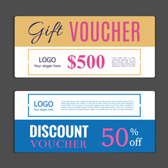 Gift voucher template. Can be use for shopping cards, discount coupon, banner, discount card , web design and other. Vector illustration. Abstract design
