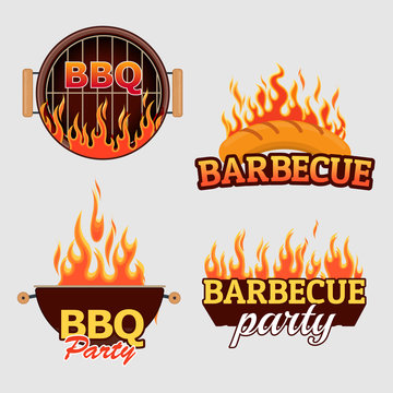 Vector set of barbecue logos and labels