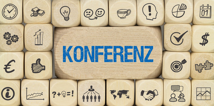 Konferenz / W&uuml;rfel mit Symbole