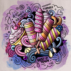 Ice Cream cartoon vector doodle watercolor illustration