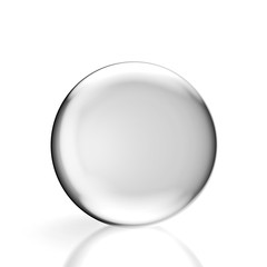 crystal ball white background with reflection. future, expectations, premonitions