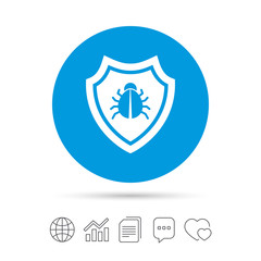 Shield sign icon. Virus protection symbol.