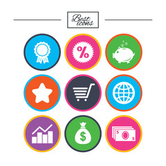 Online shopping, e-commerce and business icons.