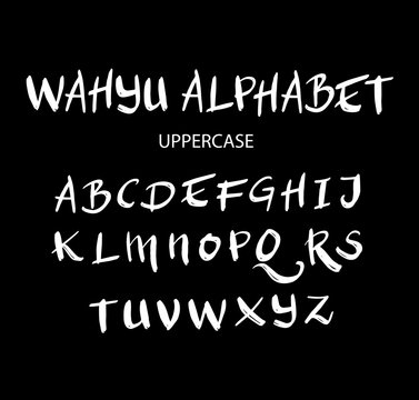 Wahyu vector alphabet uppercase characters. Good use for logotype, cover title, poster title, letterhead, body text, or any design you want. Easy to use, edit or change color. 
