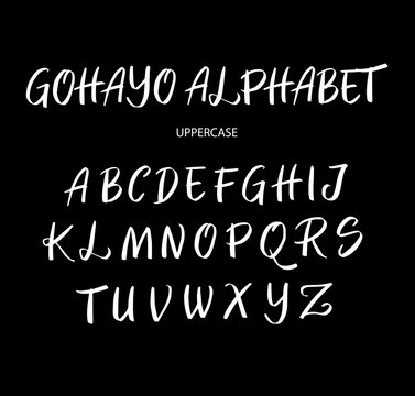 Gohayo vector alphabet uppercase characters. Good use for logotype, cover title, poster title, letterhead, body text, or any design you want. Easy to use, edit or change color. 
