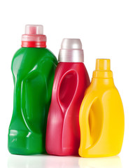laundry detergent bottle with fabric softener isolated on white background