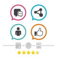 Social media icons. Chat speech bubble and Share.