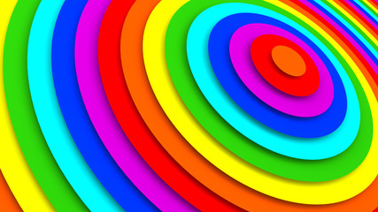 Rainbow gradient concentric rings 3D rendering