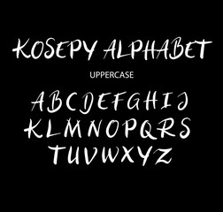 Kosepy vector alphabet uppercase characters. Good use for logotype, cover title, poster title, letterhead, body text, or any design you want. Easy to use, edit or change color. 
