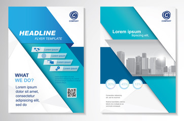 Template vector design for Brochure, Annual Report, Magazine, Poster, Corporate Presentation, Portfolio, Flyer, layout modern with  blue color size A4, Front and back, Easy to use and edit.