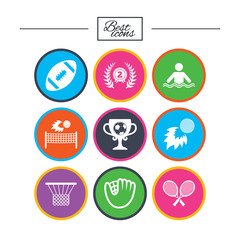 Sport games, fitness icon. Football, golf.