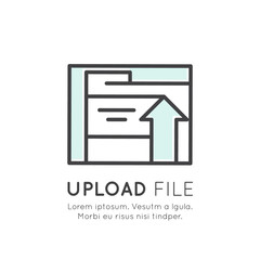 Vector Icon Style Illustration Concept of Cloud Control Management, API, Network Connection, Upload and Download Sync Process, Mobile and Desktop Application Development