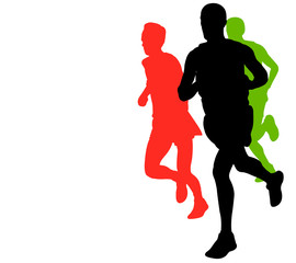 marathon runners with copy space - vector