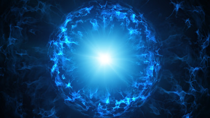 Blue plasma sphere futuristic abstract 3D render