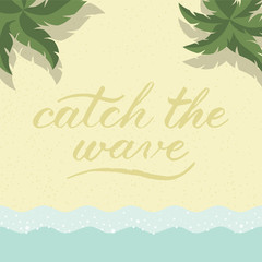 Sand beach on background and 