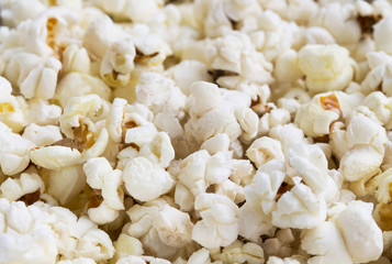 Popcorn texture.Macro view of crunchy popcorn heap