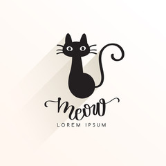Black Cat Logo Template : Vector  Illustration