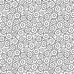 Seamless pattern (you see 4 tiles), black and white abstract floral garden or meadow blossom
